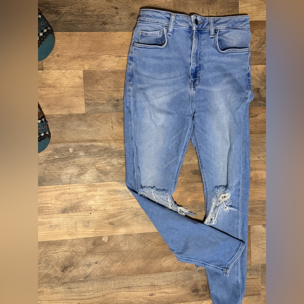 Forever 21 Light Blue Distressed High Rise Skinny Jeans Size 27 30 inseam EUC - Picture 6 of 7